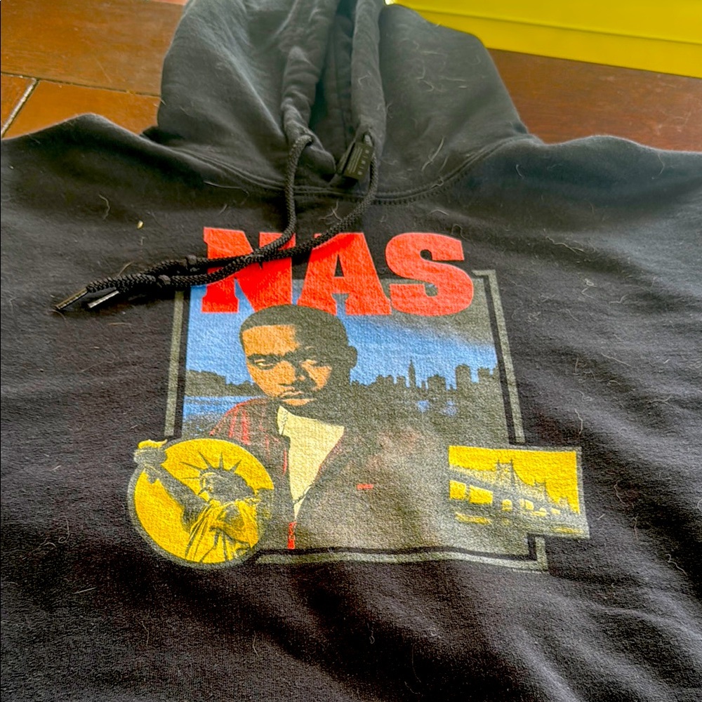 Black Hoodie with Nas Graphic
